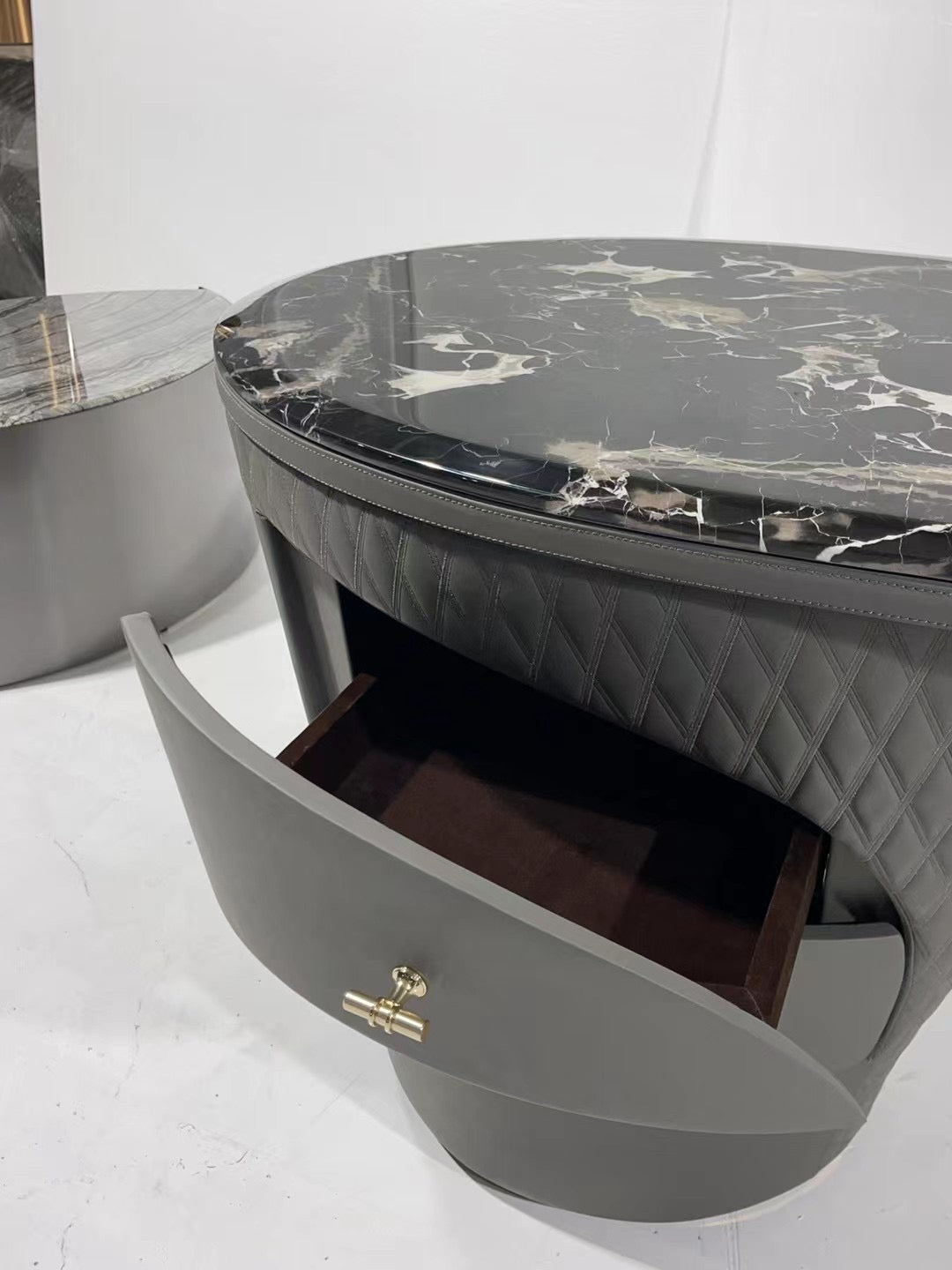 Luxury office table Natural marble brass executive desk