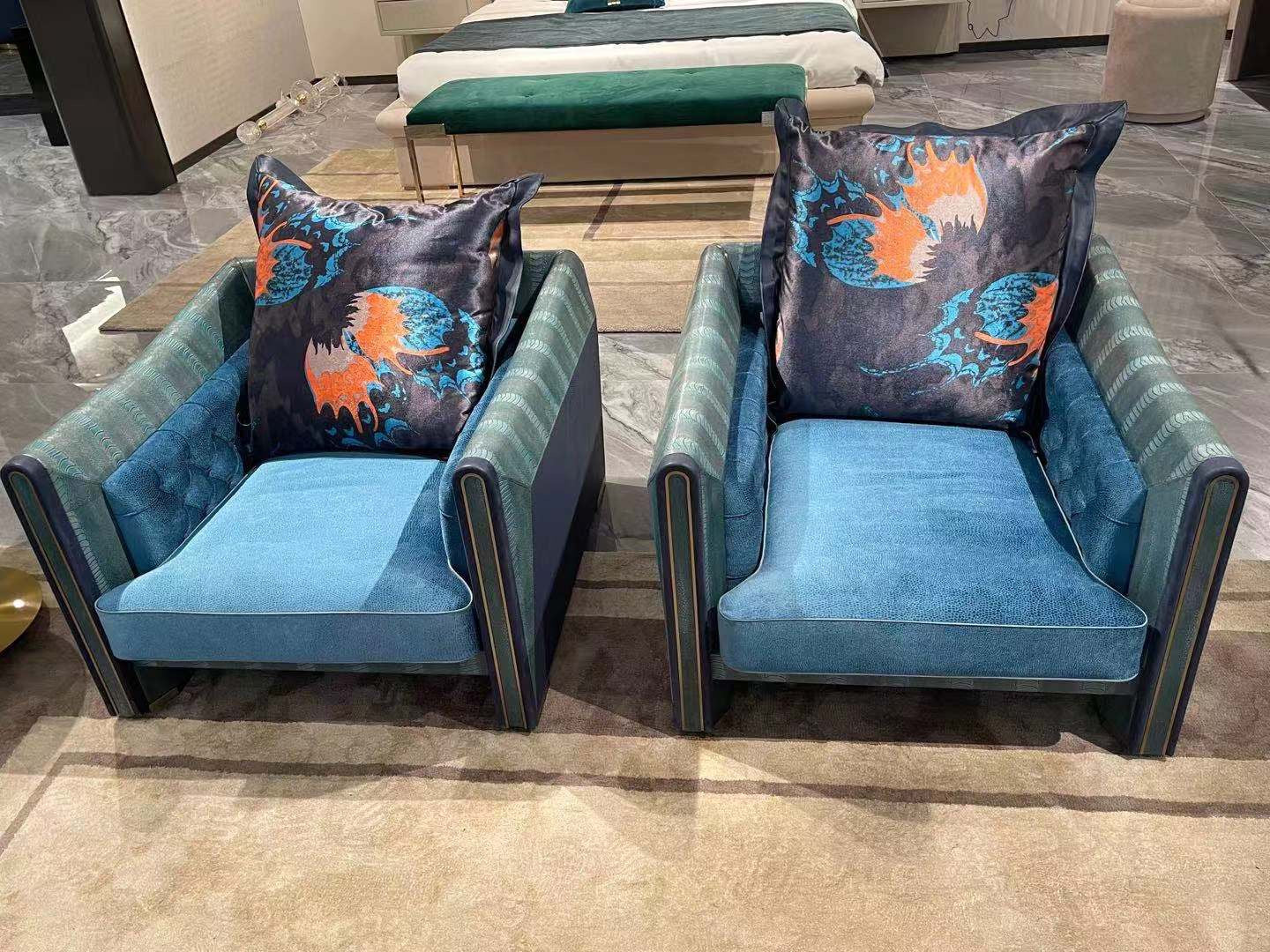 Post-modernity pylon skin full grain leather sofa high-end customized sofa