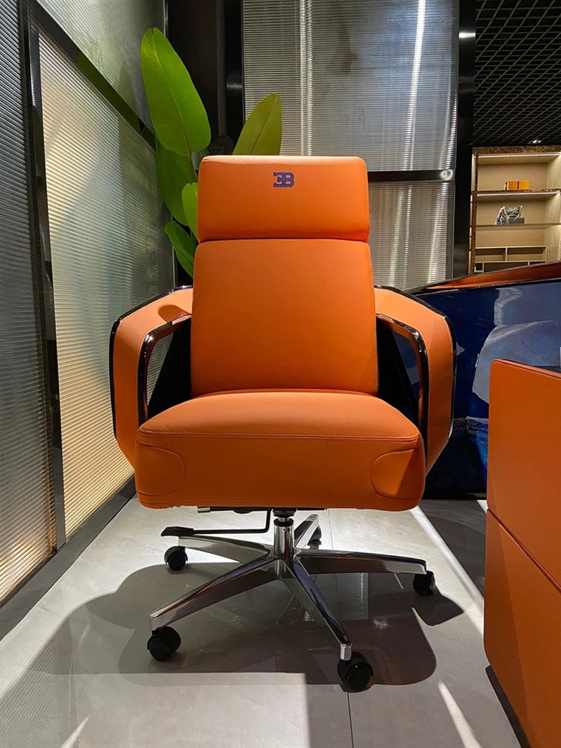 Luxurious executive desk orange Napa leather office table