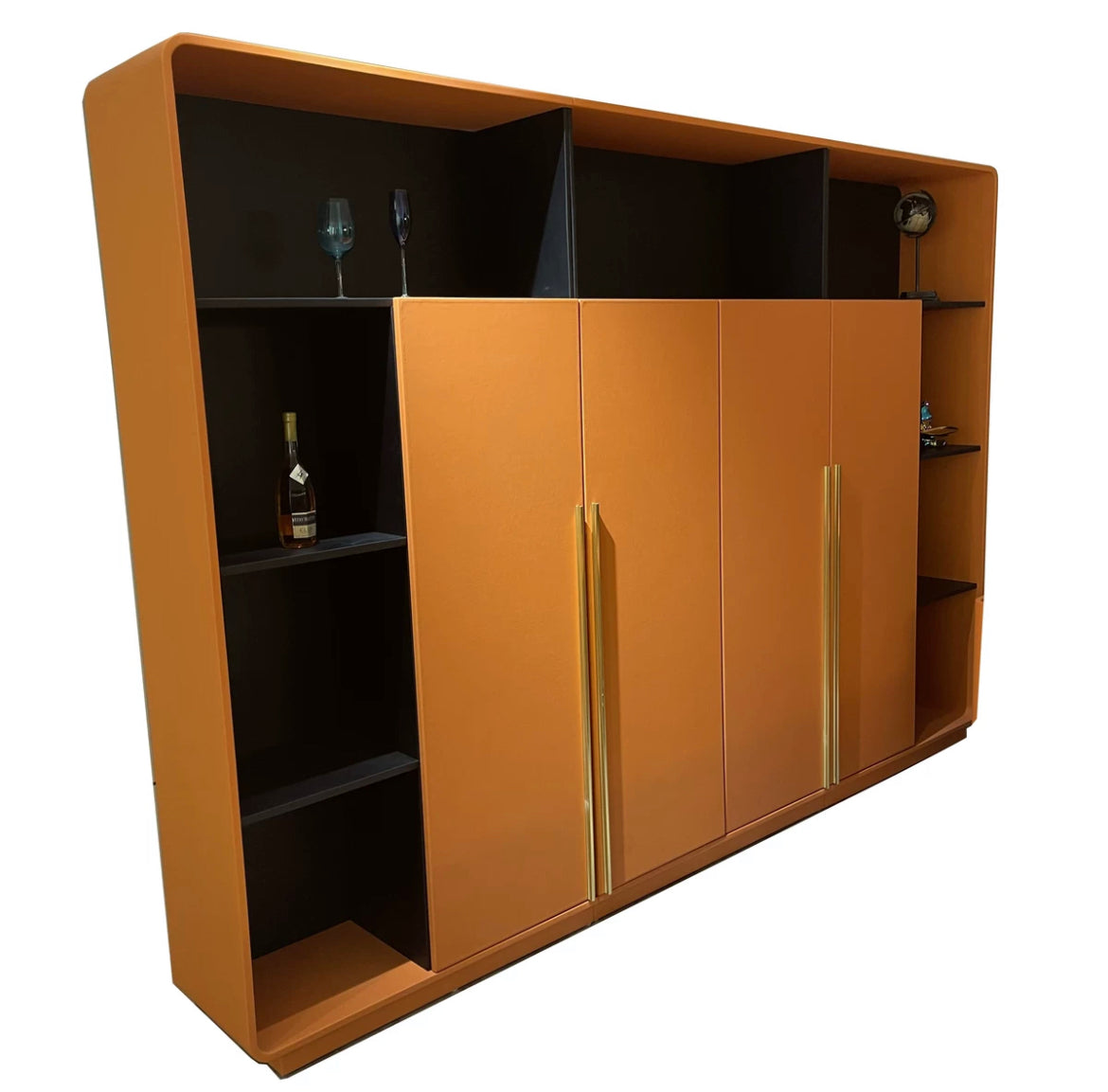 Luxurious executive desk orange Napa leather office table