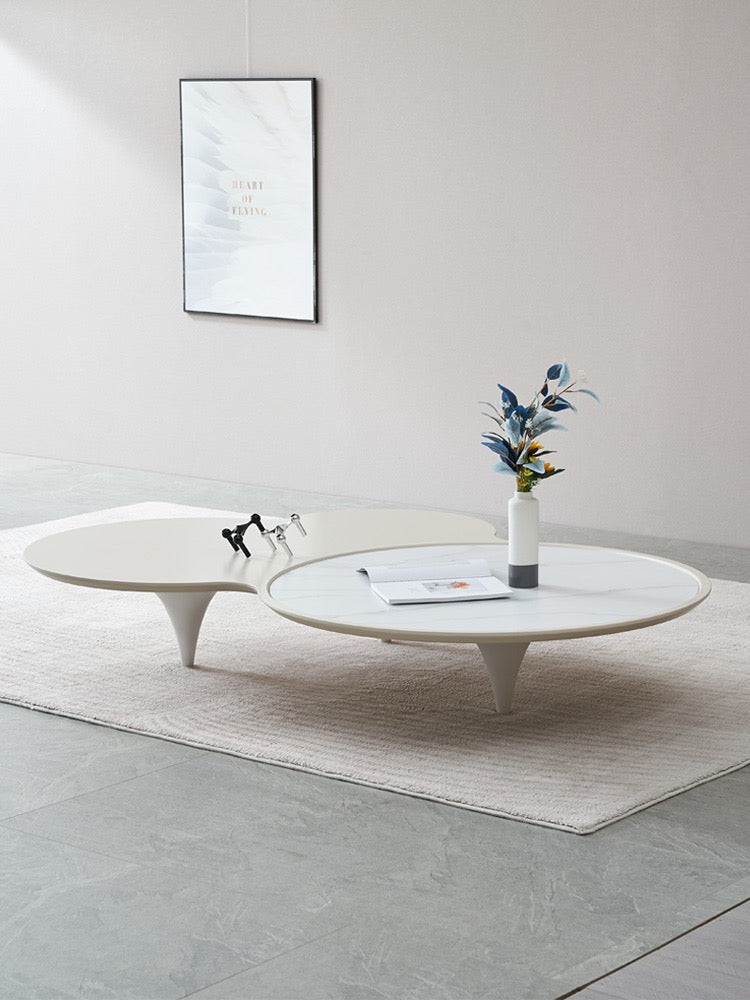 Cloudy shape marble wood coffee table