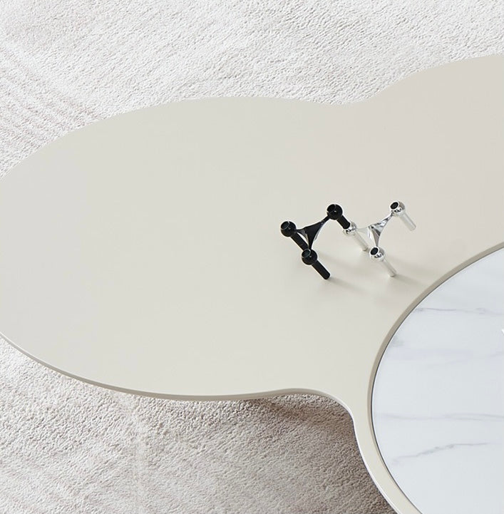 Cloudy shape marble wood coffee table