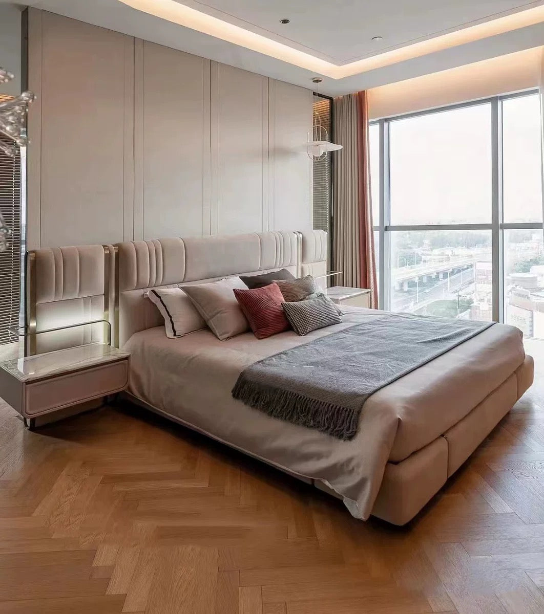 Italian nubuck bed luxury wedding bed villa double bed