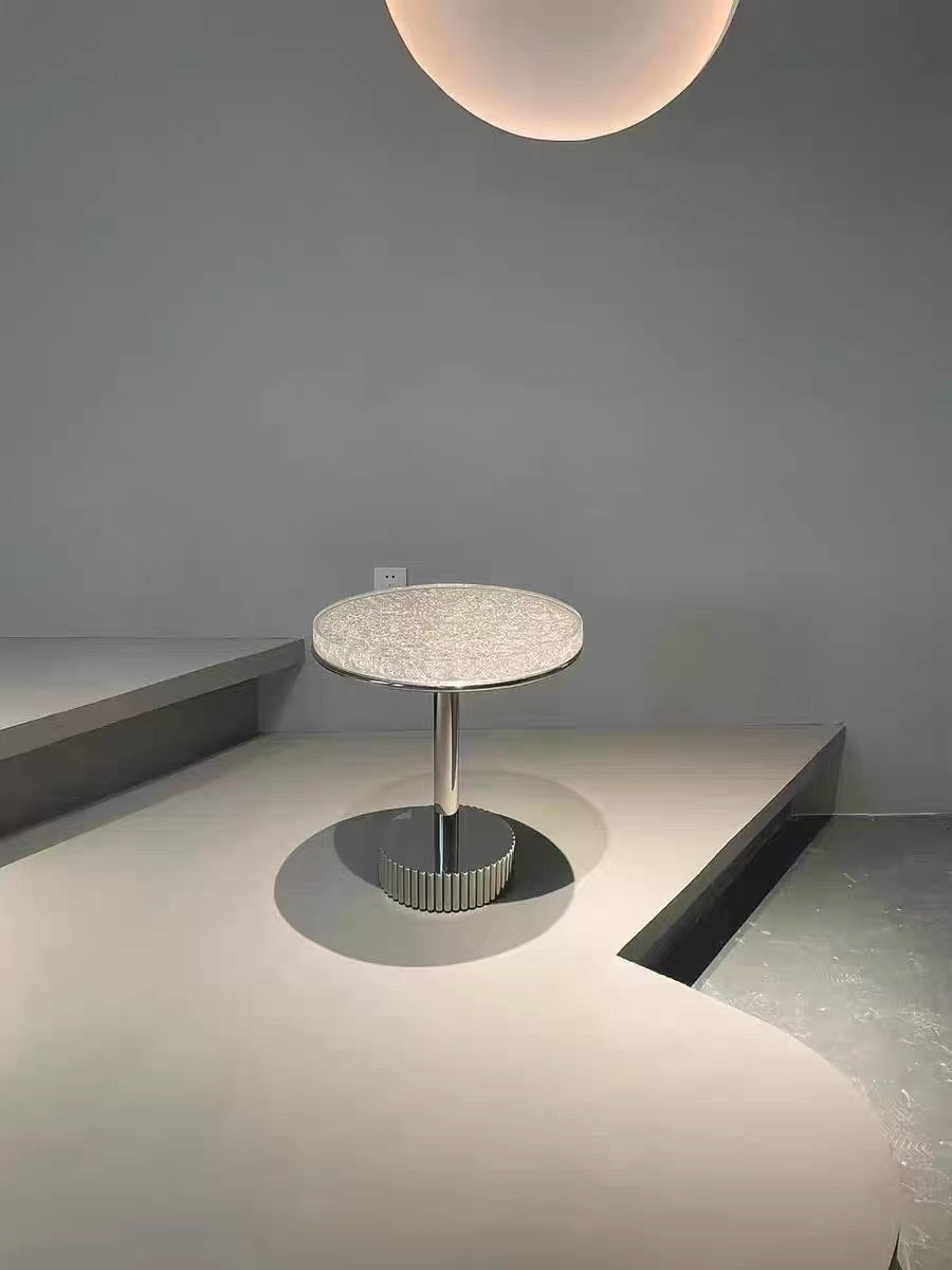 Crystal acrylic side table high end glossy stainless steel coffee table