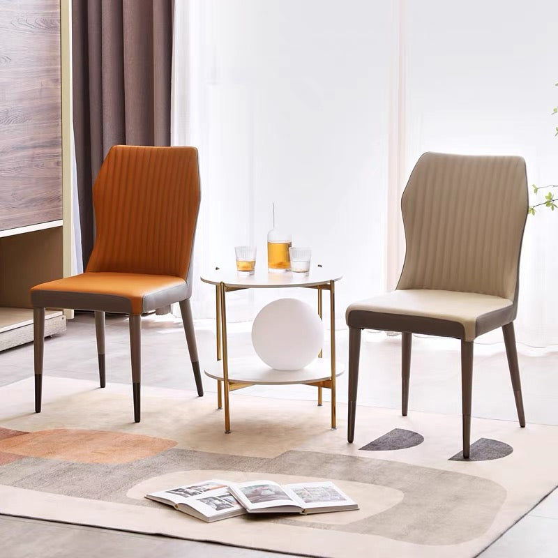 Simple dining chair classic design leather wood chair