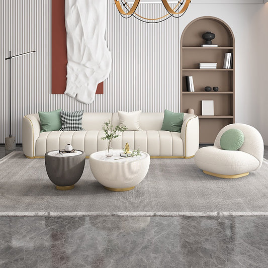 Full grain leather luxury simple design sofa