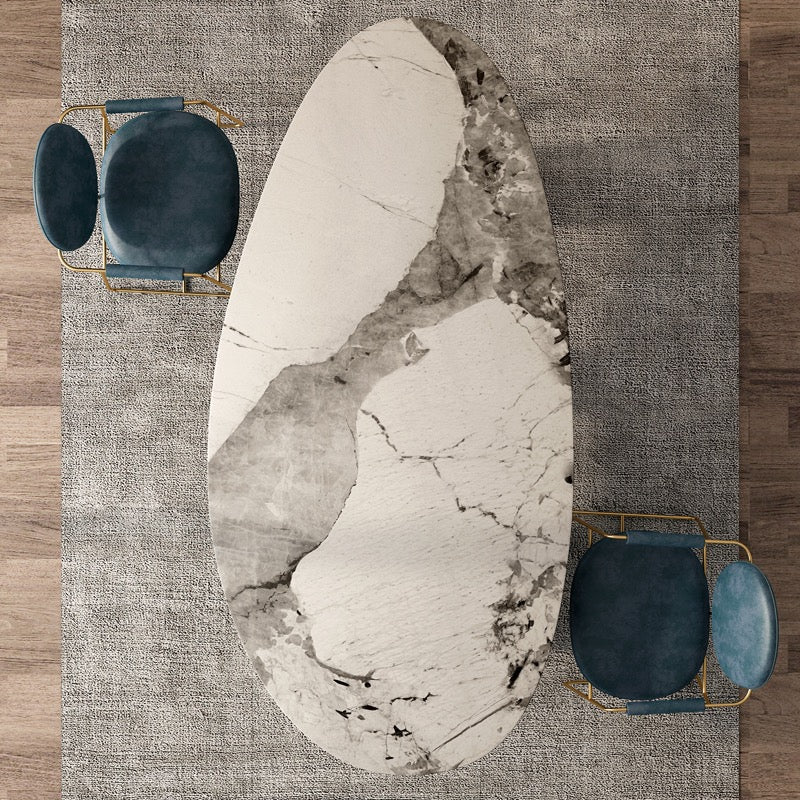 Luxurious Dining Table Artificial Marble Stainless Steel Base