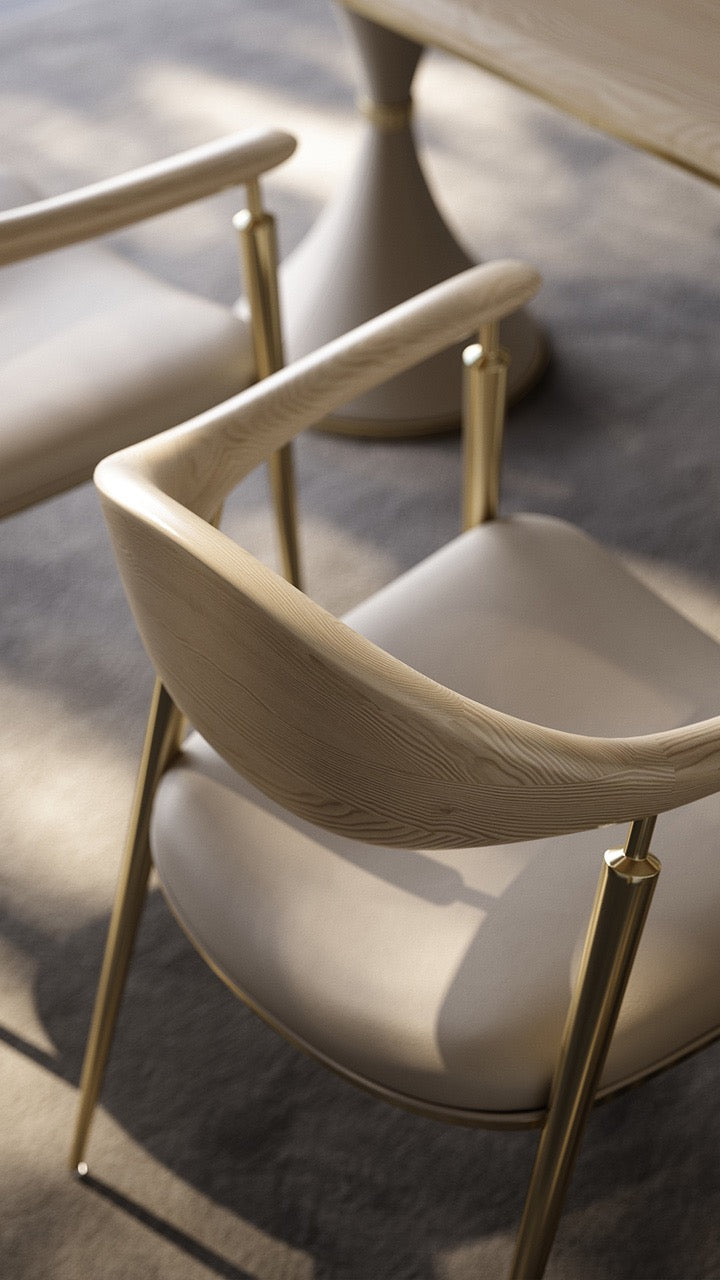 Smooth ash dining chair glossy cone shape 304 stainless steel leg chair