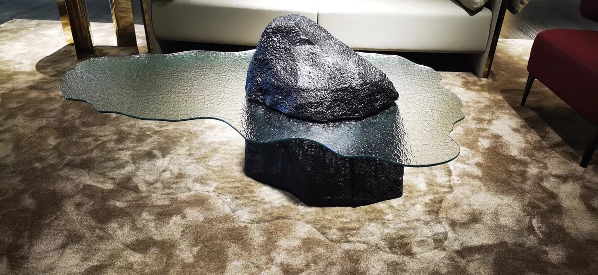 Ocean rock waved glass coffee table creative furnishing