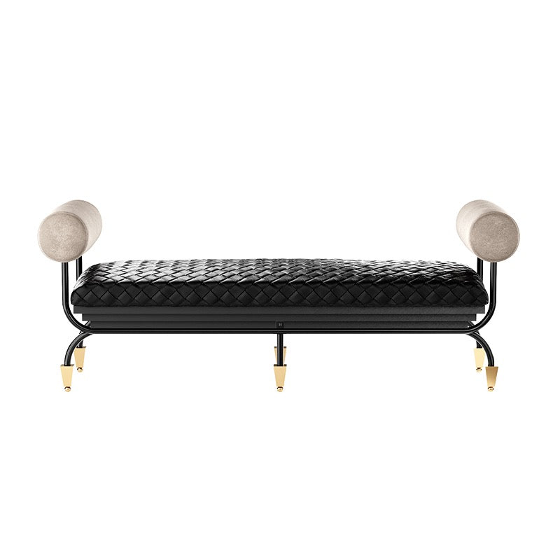 Woven Leather Stool Bench Bed-End Stool Bedroom Bench