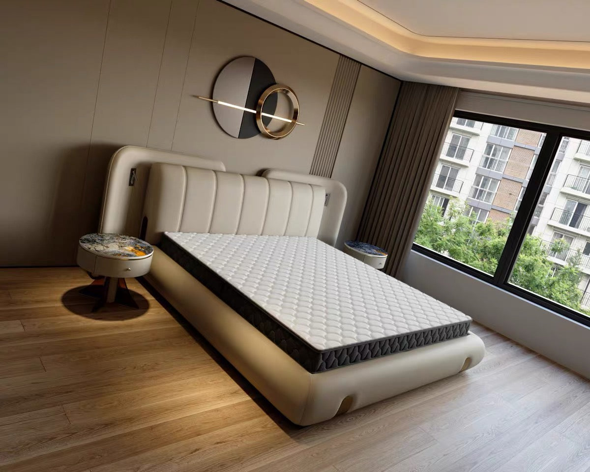 Modern Luxury leather bed latex mattress wedding bed