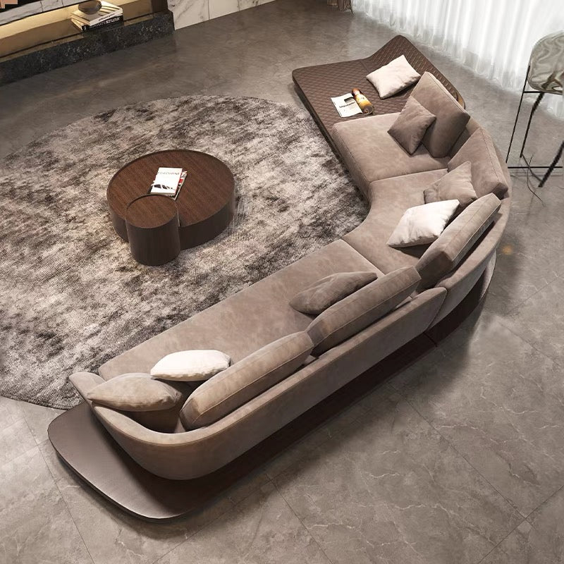 Stylish And Minimalist Design Suede Luxury Sofa Solid Wood Base