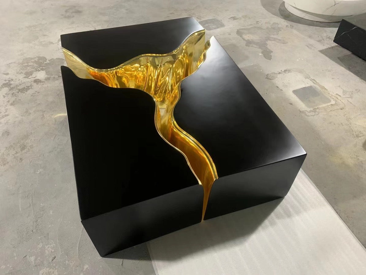 Abstract shape splitting coffee table high technique Stainless steel artwork
