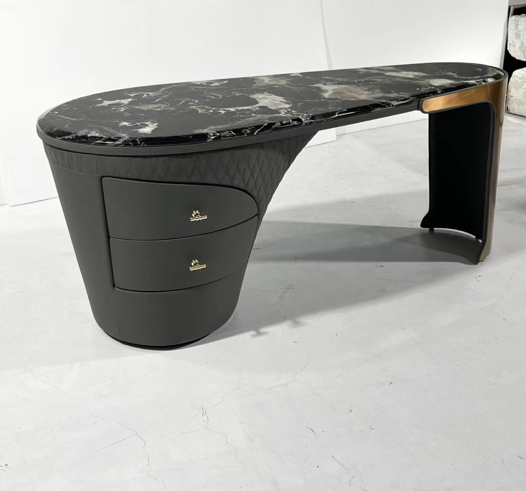 Luxury office table Natural marble brass executive desk