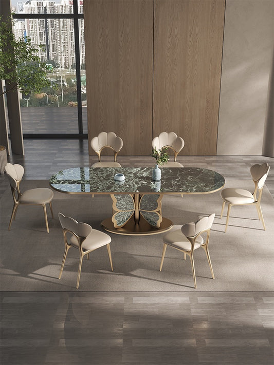 Butterfly design luxury marble dining table oval table