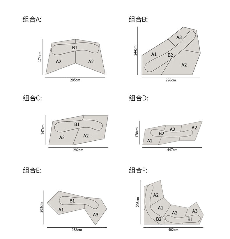 Rock Style Seat Living Room Modular Sofa by Italian Designer