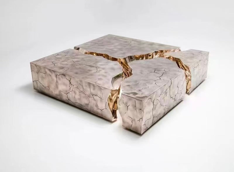 Abstract shape splitting coffee table high technique Stainless steel artwork
