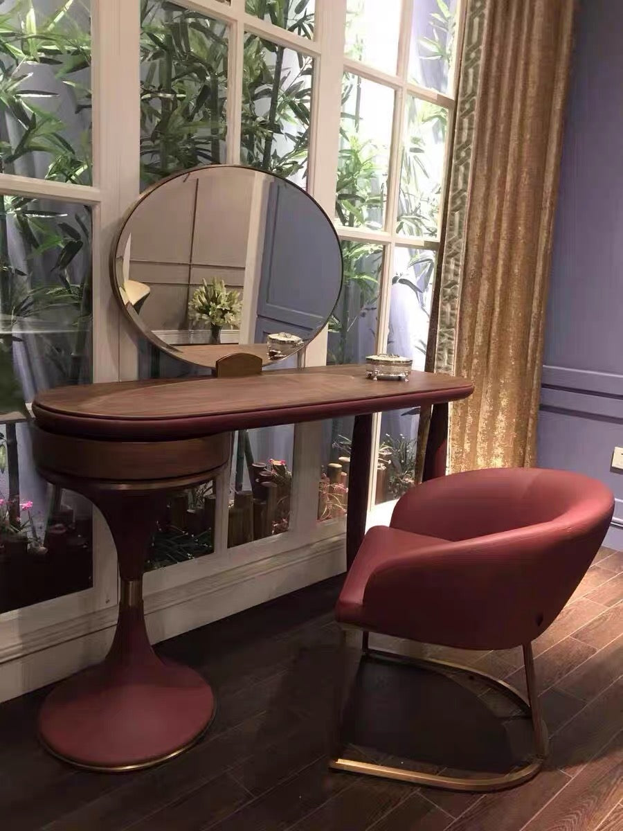 Full body leather dresser elegance lady dresser oval mirror stool
