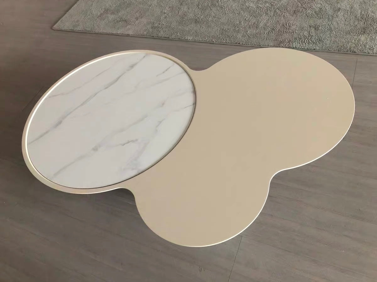 Cloudy shape marble wood coffee table