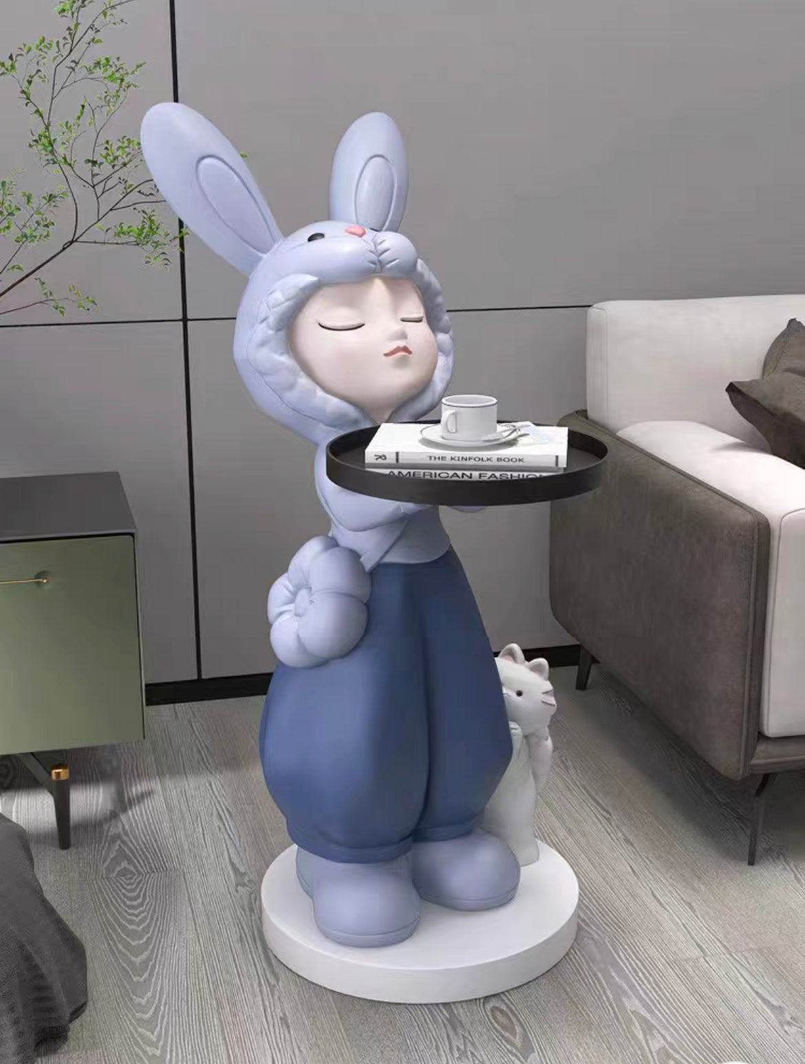 Rabbit girl side table build-in audio equipment Bluetooth connection fashion coffee table