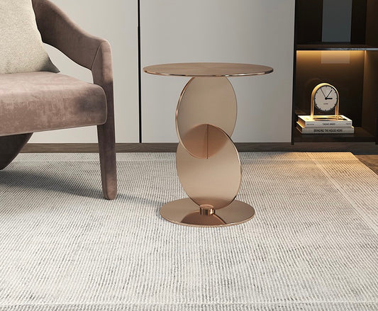 Rose golden hairline Stainless steel round side table high end coffee table