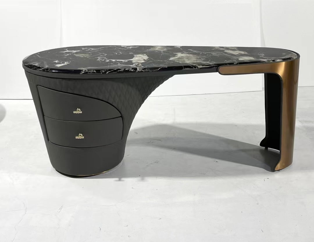 Luxury office table Natural marble brass executive desk