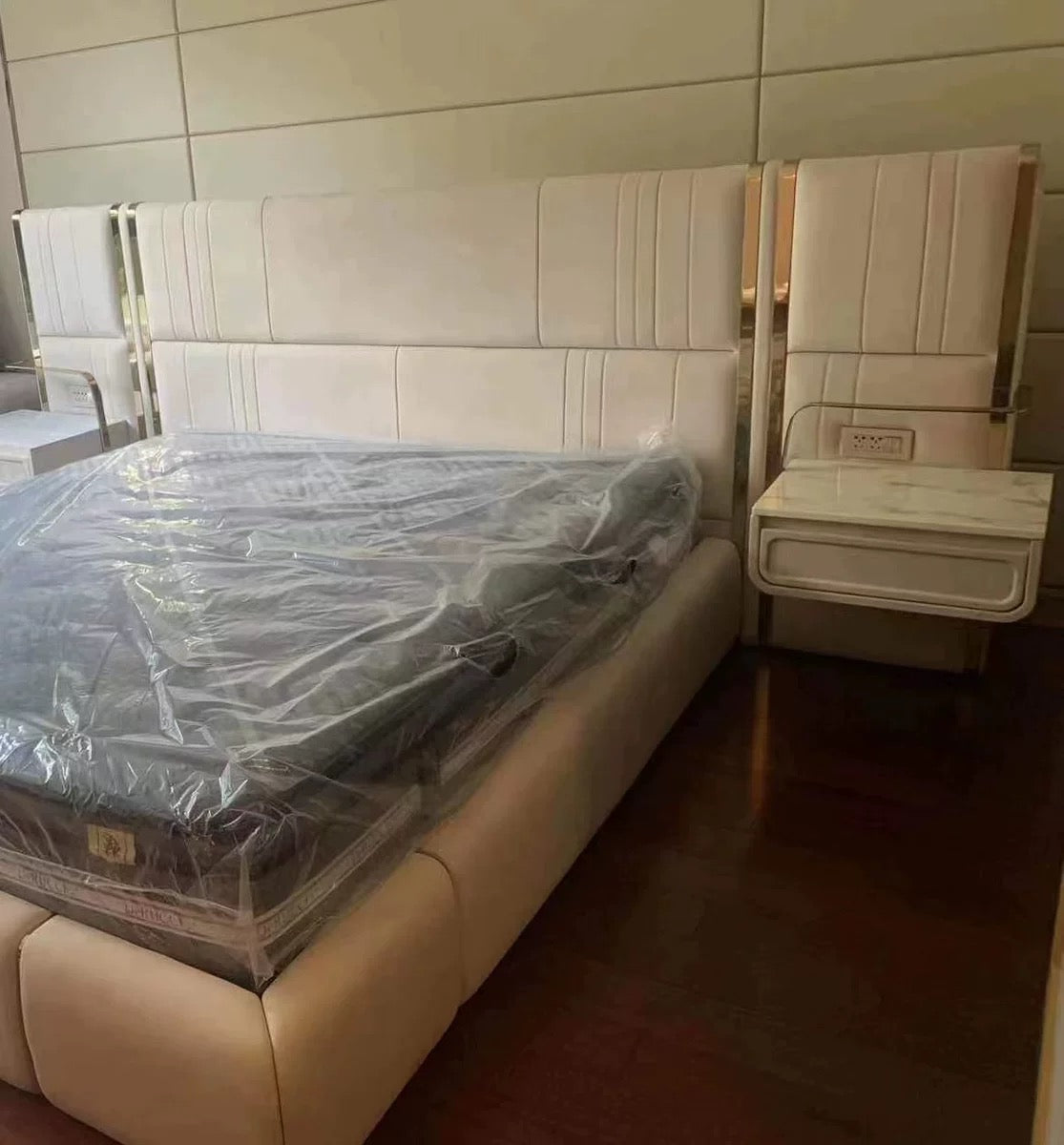 Italian nubuck bed luxury wedding bed villa double bed