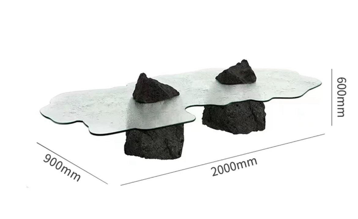 Ocean rock waved glass coffee table creative furnishing