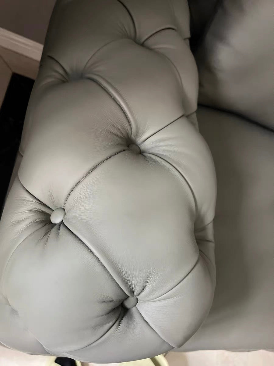 Classy leather classic buckled design Sofa stainless steel leg