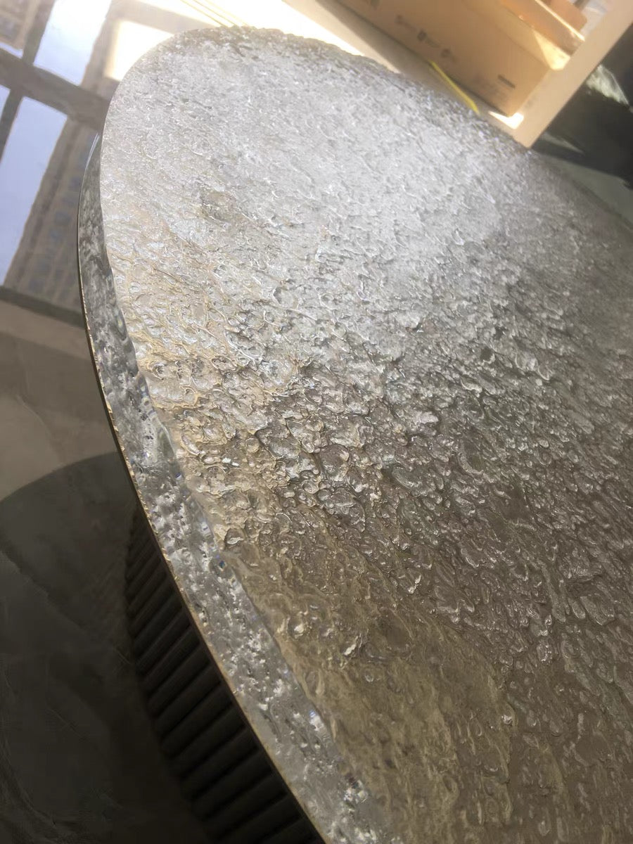 Rippling design acrylic coffee table natural marble coffee table