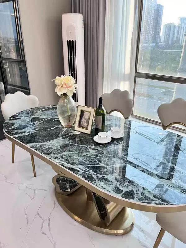 Butterfly design luxury marble dining table oval table