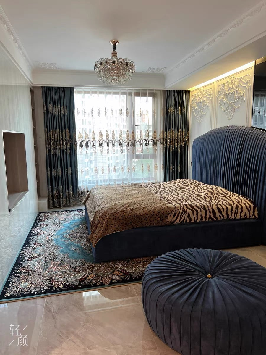 Queen bed imported nubuck leather bed