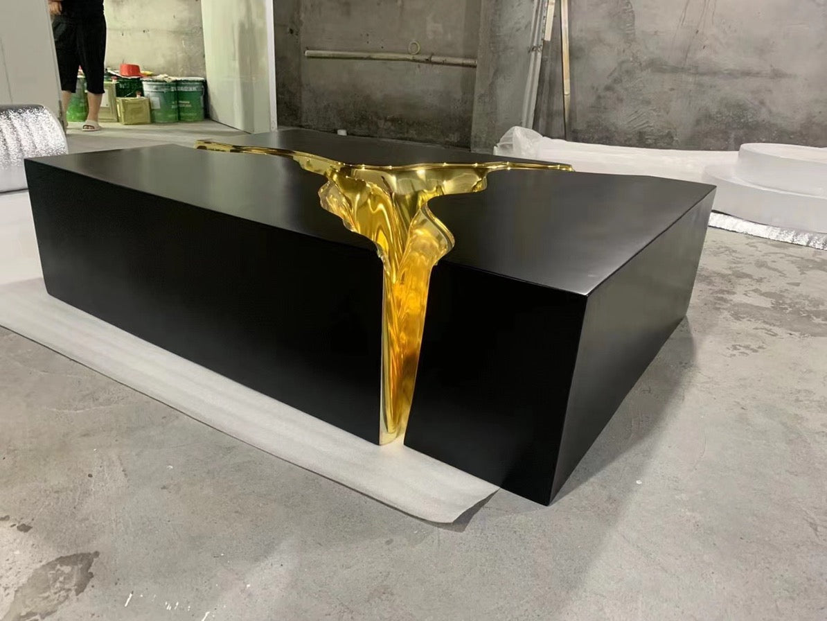 Abstract shape splitting coffee table high technique Stainless steel artwork