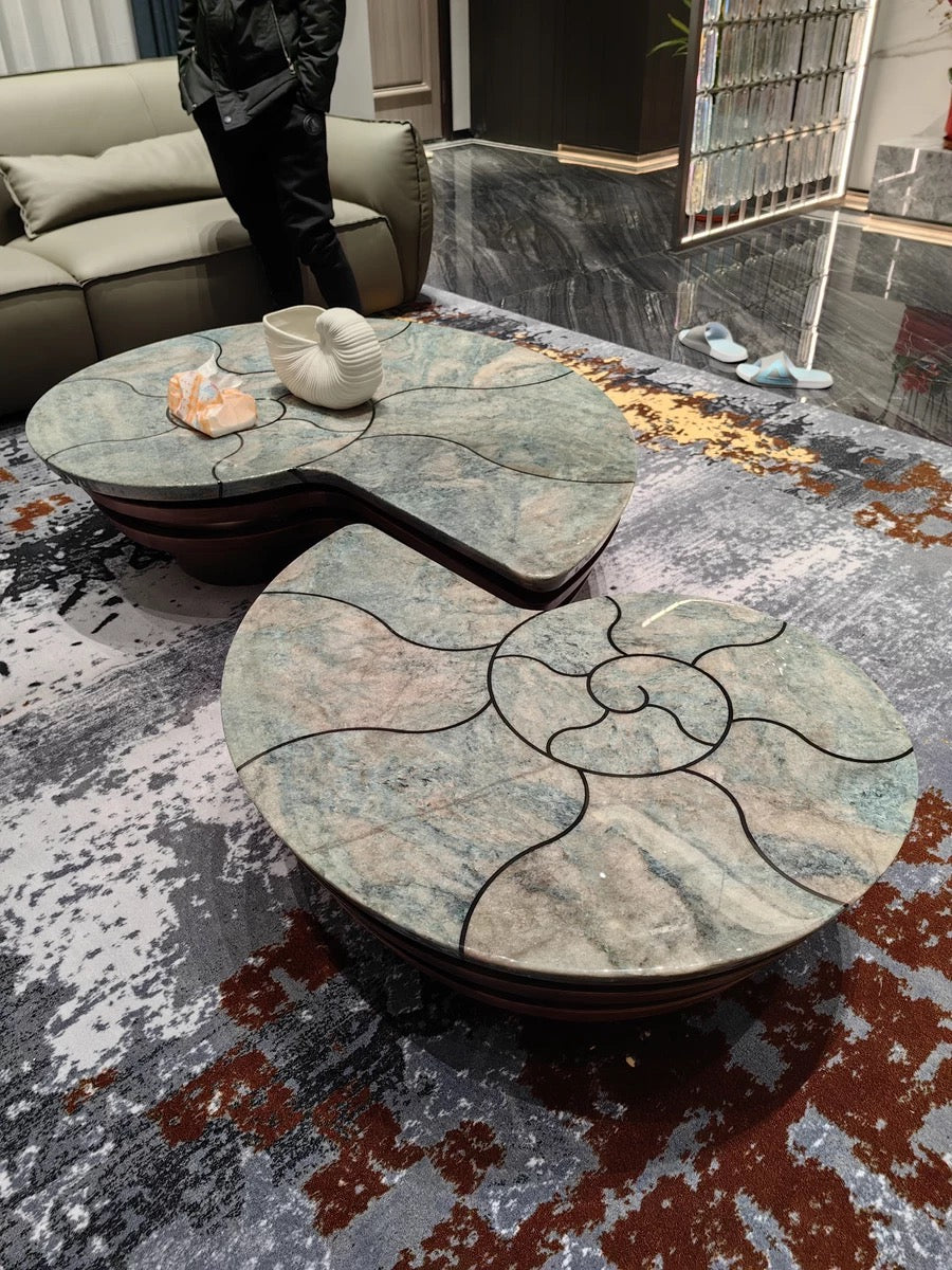 Distinctive conch shape coffee table vogue furniture luxury natural marble table