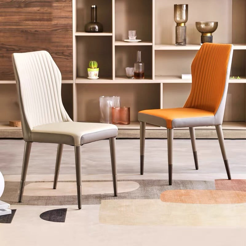 Simple dining chair classic design leather wood chair