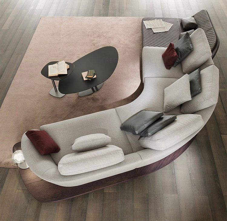 Stylish And Minimalist Design Suede Luxury Sofa Solid Wood Base