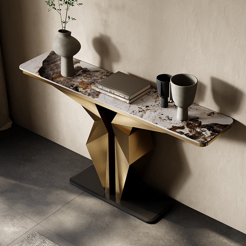 Elegant Side Table Marble Stainless Steel Luxurious Console Modern Home