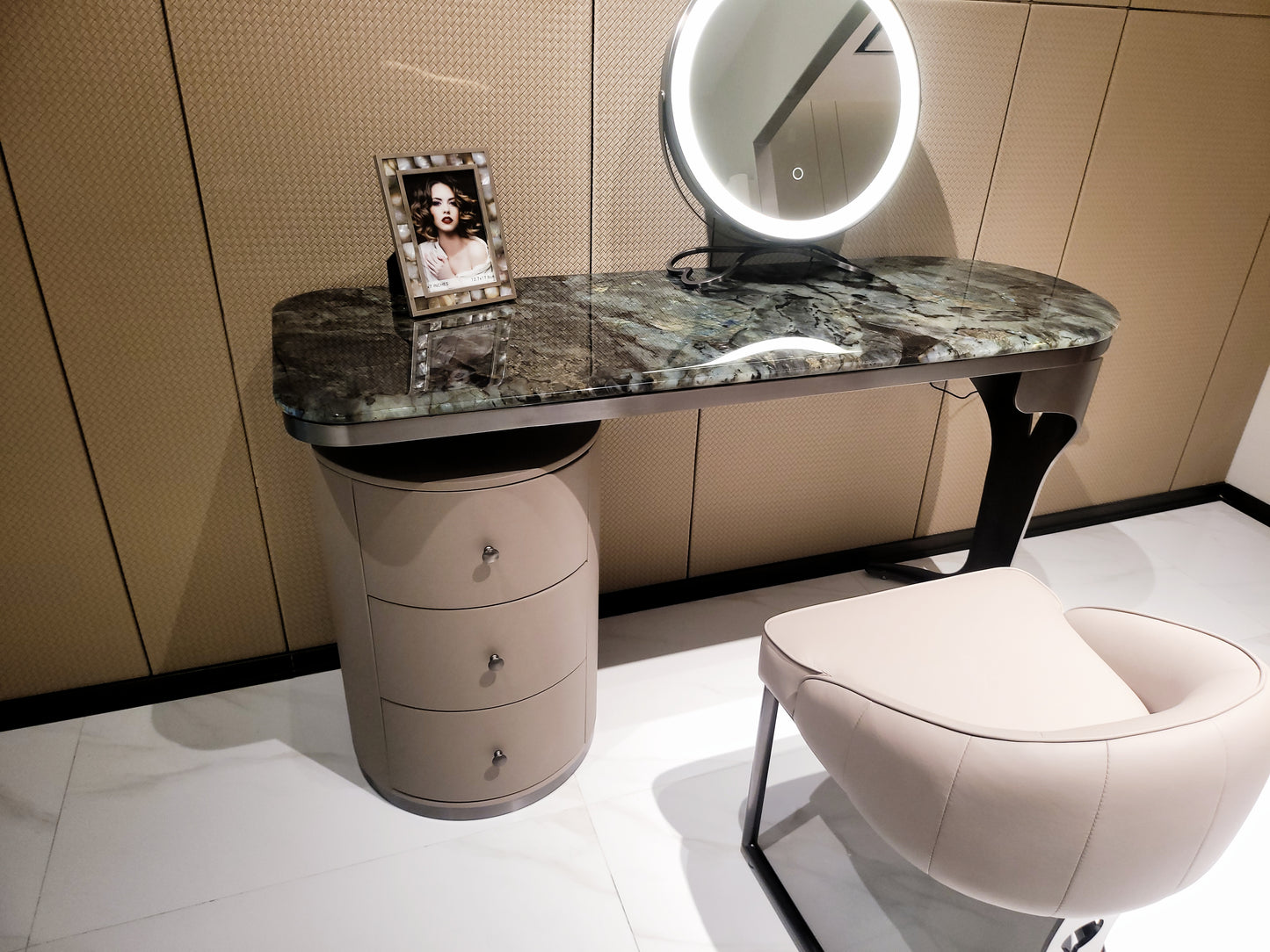 Classic dresser luxury Pandora marble gun black stainless steel bedroom dresser office table