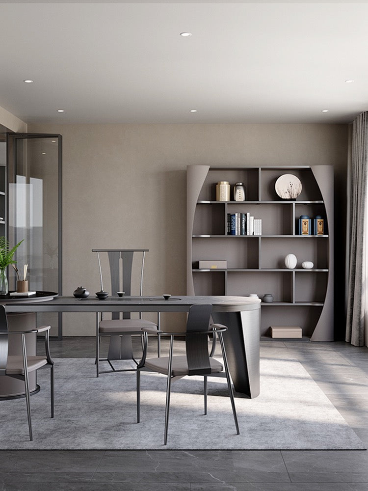 Elegant leather book shelf modern design side cabinet