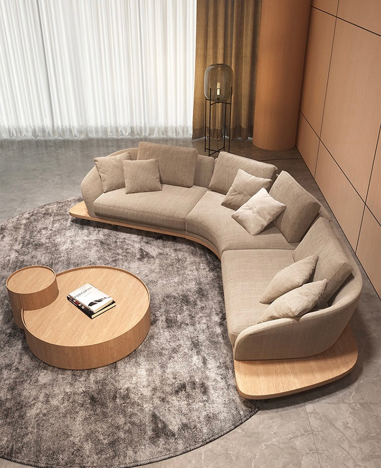 Stylish And Minimalist Design Suede Luxury Sofa Solid Wood Base