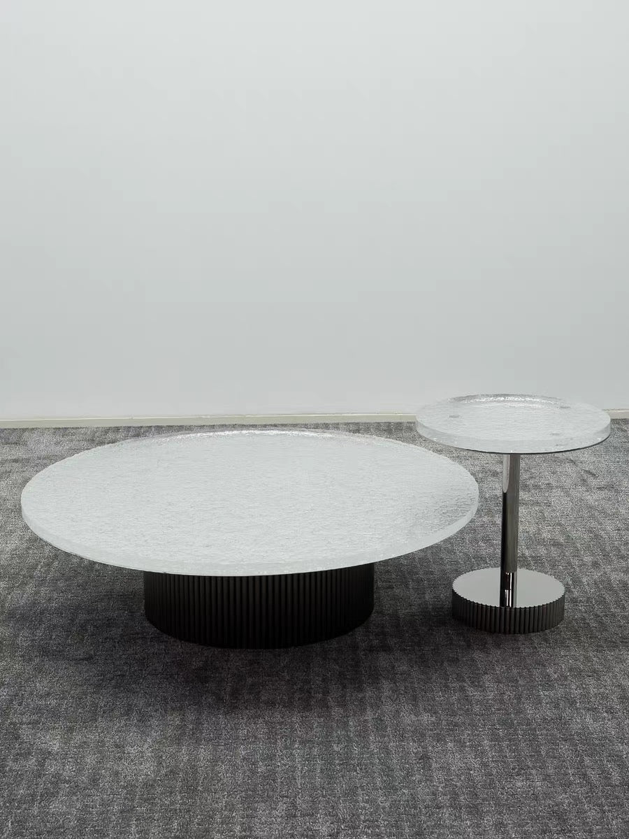 Crystal acrylic side table high end glossy stainless steel coffee table