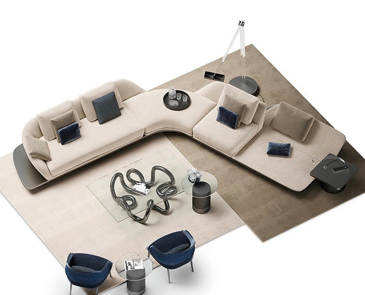 Stylish And Minimalist Design Suede Luxury Sofa Solid Wood Base