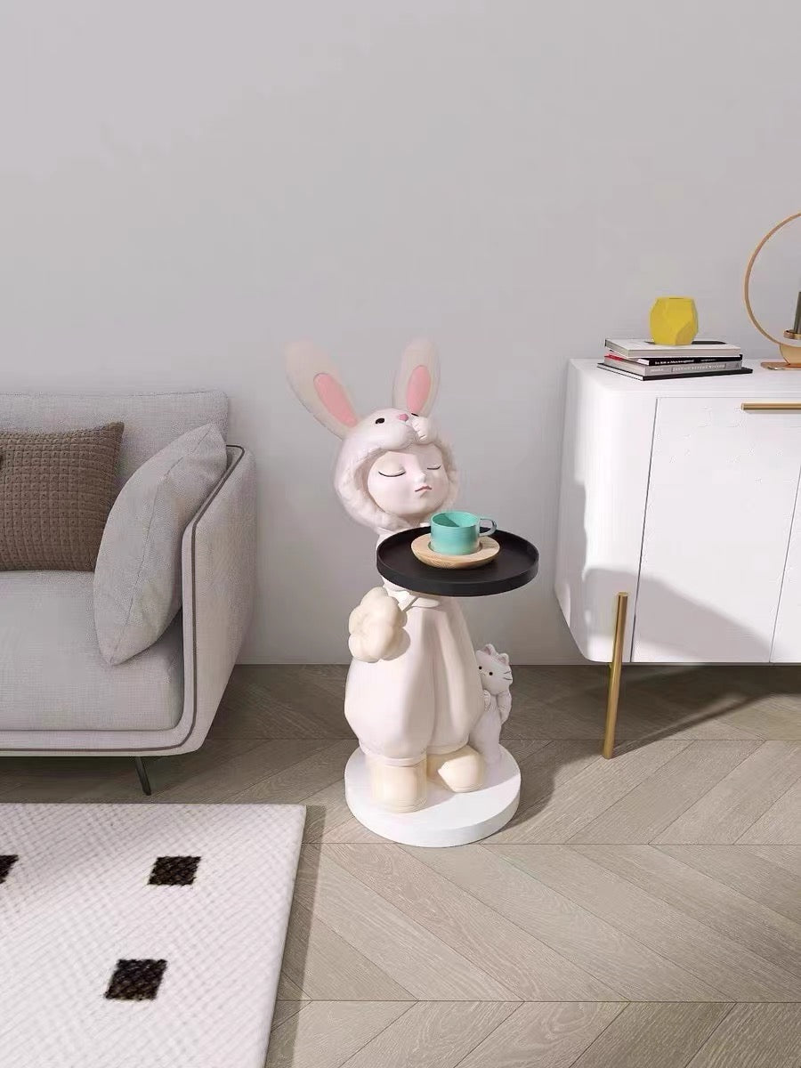 Rabbit girl side table build-in audio equipment Bluetooth connection fashion coffee table