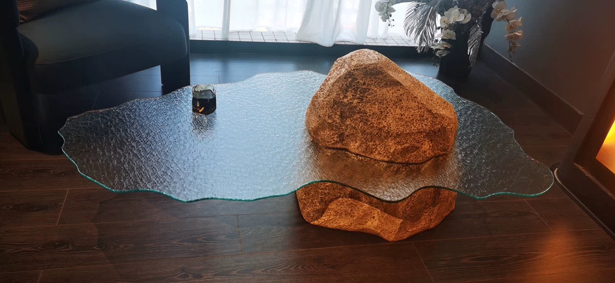 Ocean rock waved glass coffee table creative furnishing