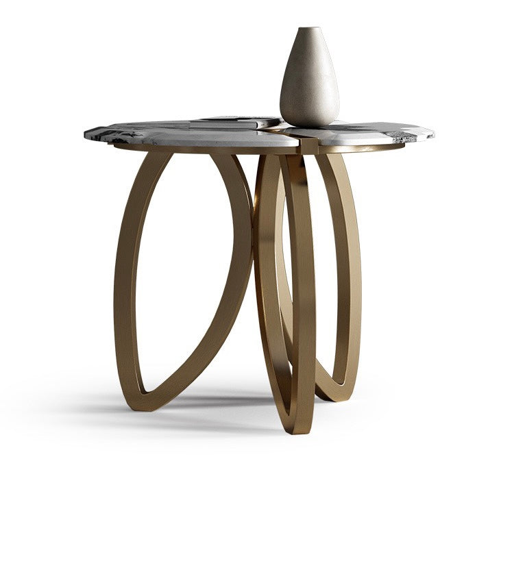 Flower shape side table luxury Pandora Picasso natural marble elegant stainless steel coffee table