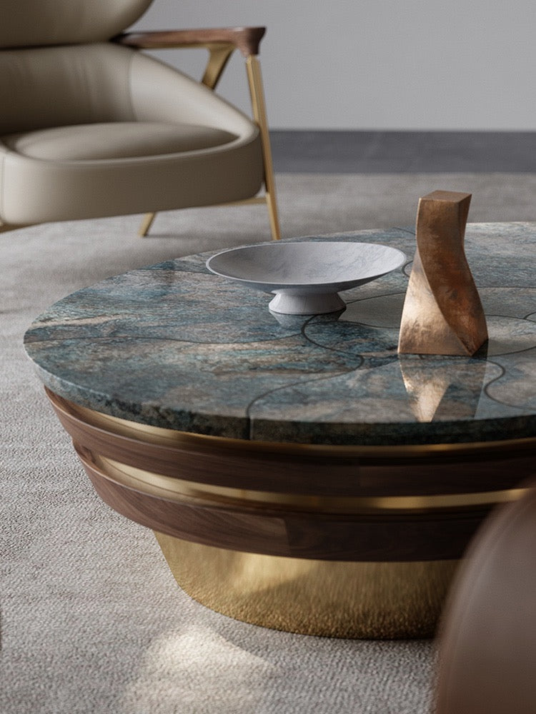 Distinctive conch shape coffee table vogue furniture luxury natural marble table