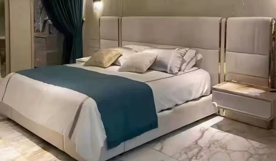 Italian nubuck bed luxury wedding bed villa double bed