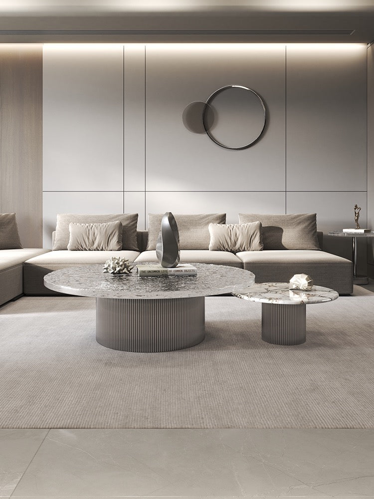 Rippling design acrylic coffee table natural marble coffee table