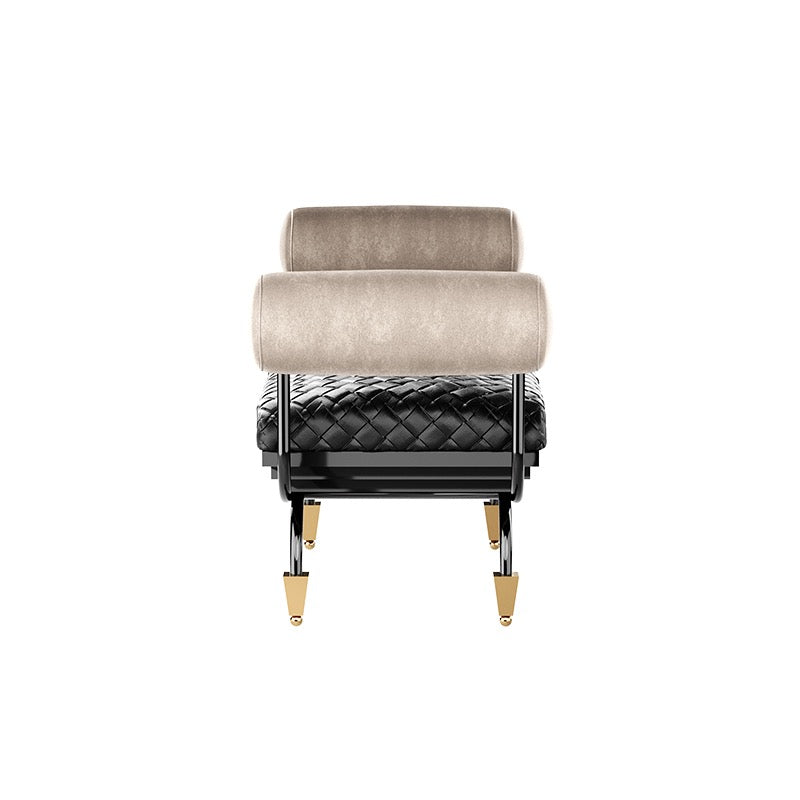 Woven Leather Stool Bench Bed-End Stool Bedroom Bench