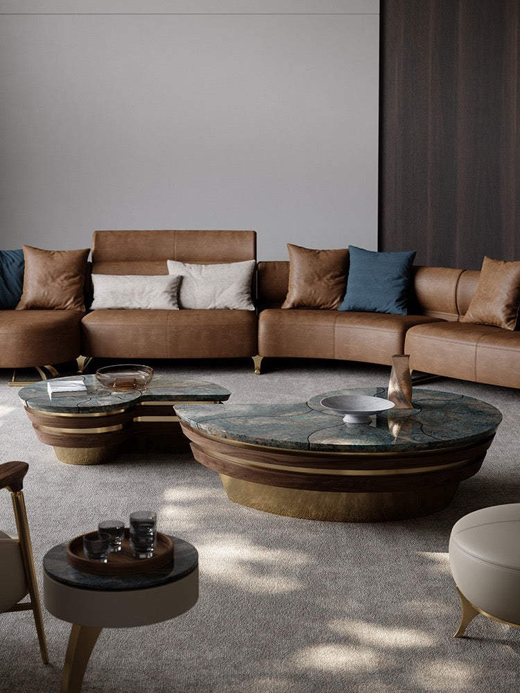 Distinctive conch shape coffee table vogue furniture luxury natural marble table